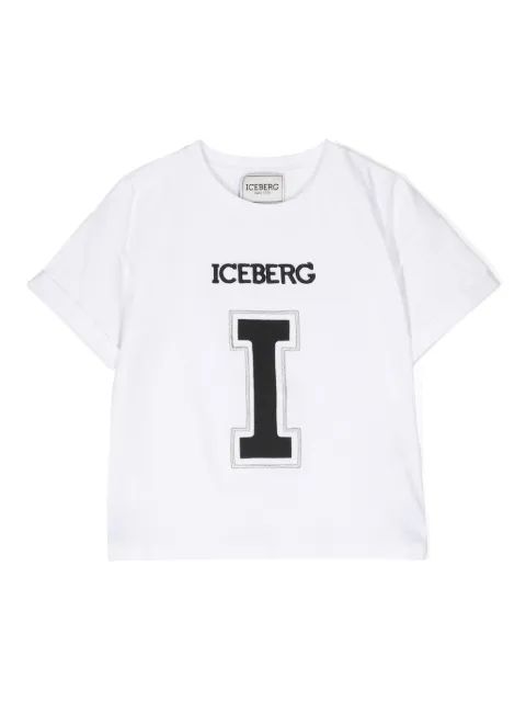 Iceberg Kids 로고 자수 크루넥 티셔츠