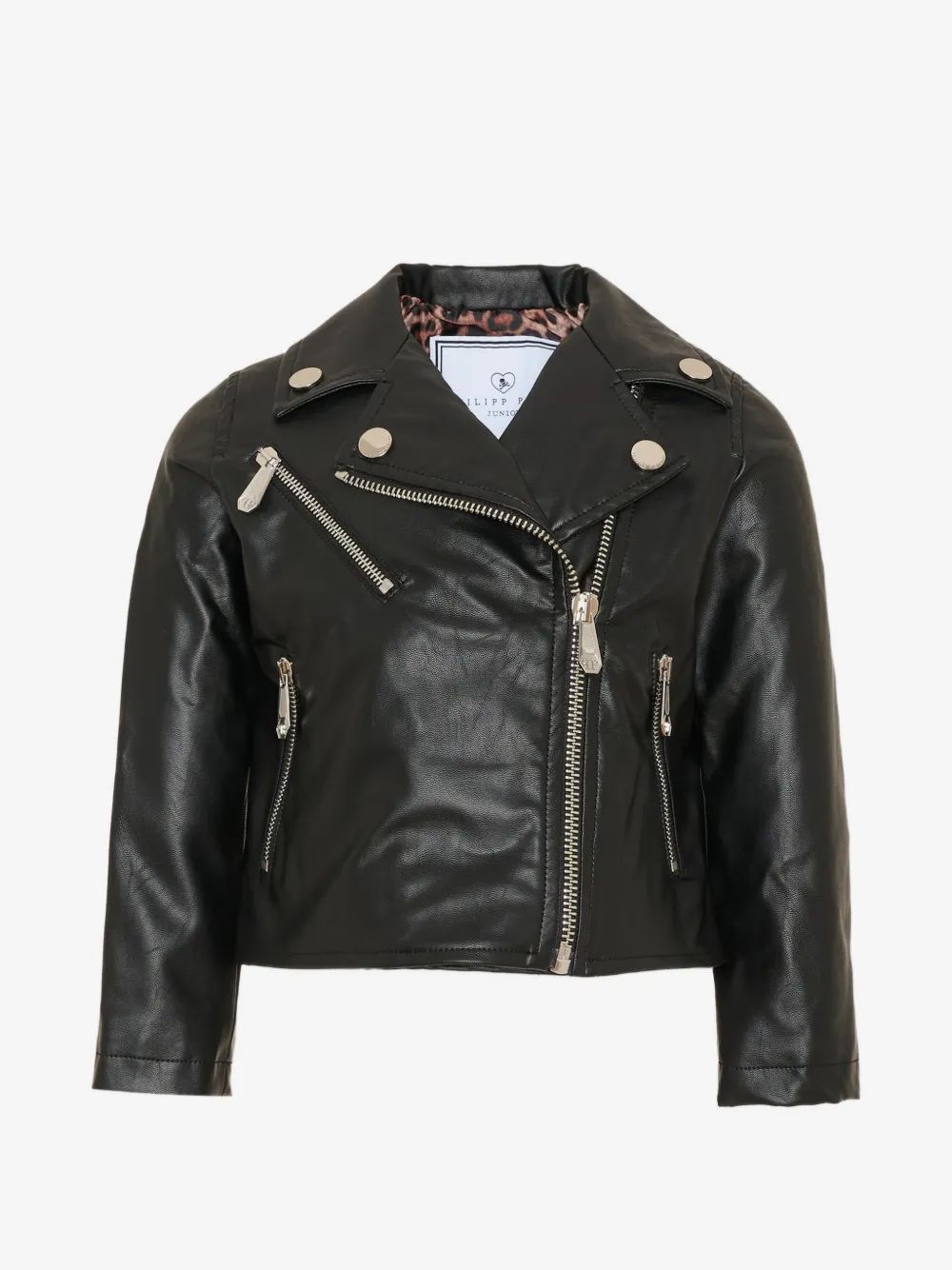 Philipp Plein Kids 크리스탈 장식 바이커 자켓