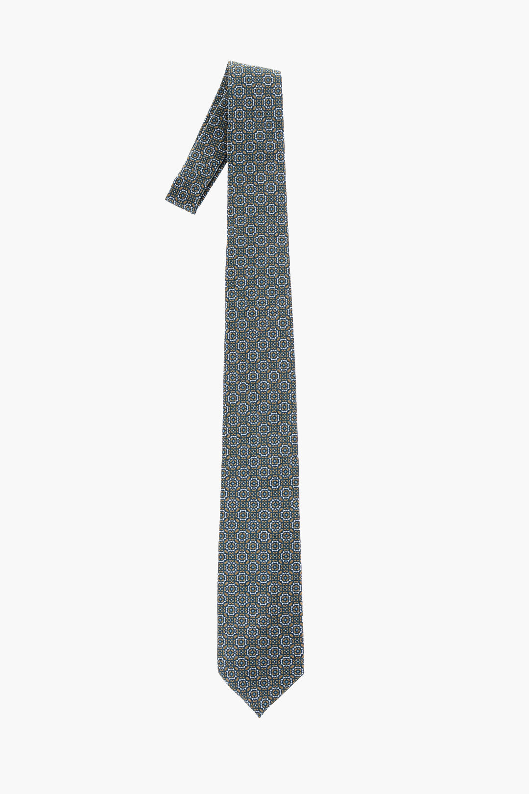 Corneliani 기하학 패턴 새틴 타이