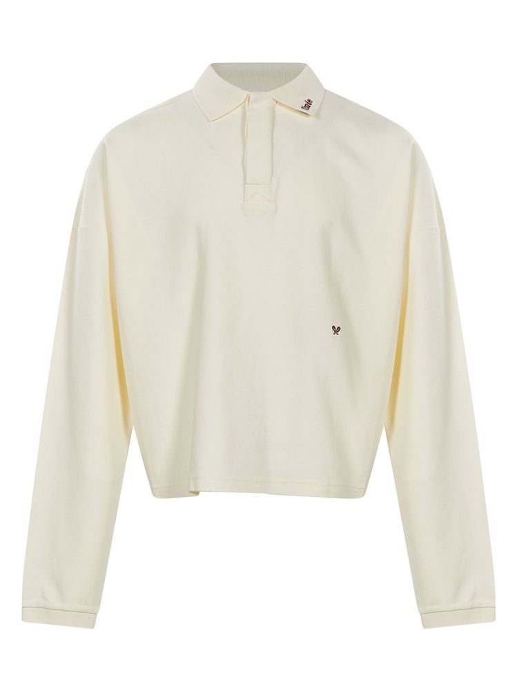 Rhude 로고 자수 긴팔 폴로 셔츠