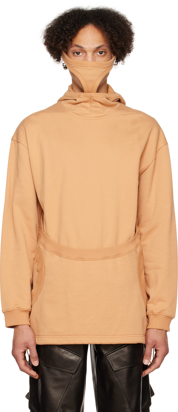DION LEE 베이지 인터록 마스크 후드티