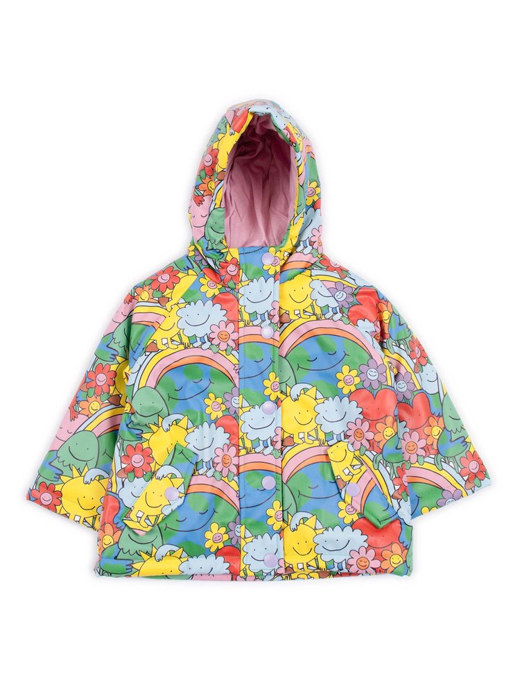 Stella McCartney Kids 레인보우 패턴 프린트 후드 레인코트