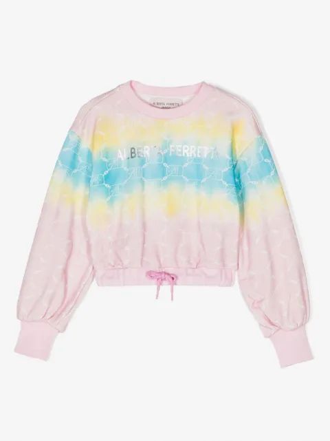 Alberta Ferretti Kids 타이다이 라운드넥 스웨트셔츠
