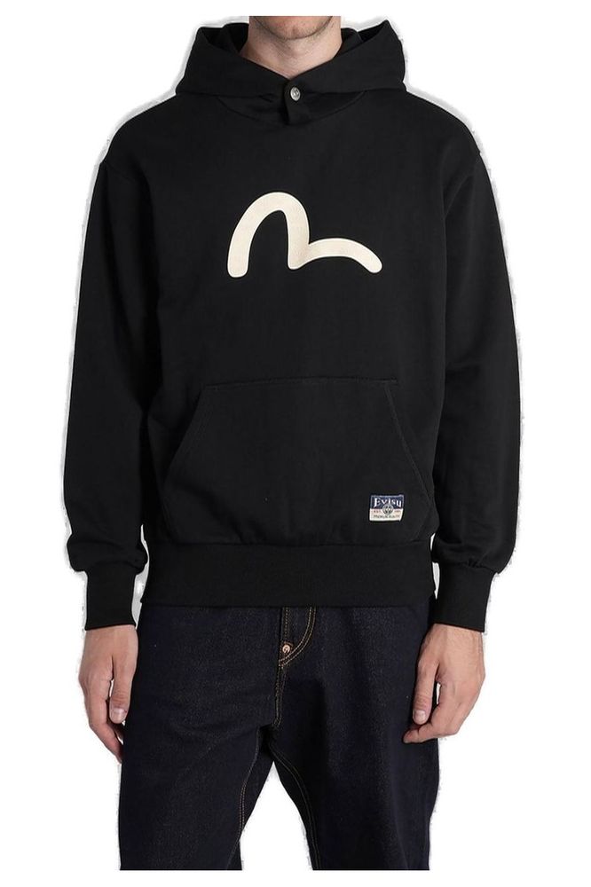 EVISU 시걸 프린트 릴렉스 핏 후드티
