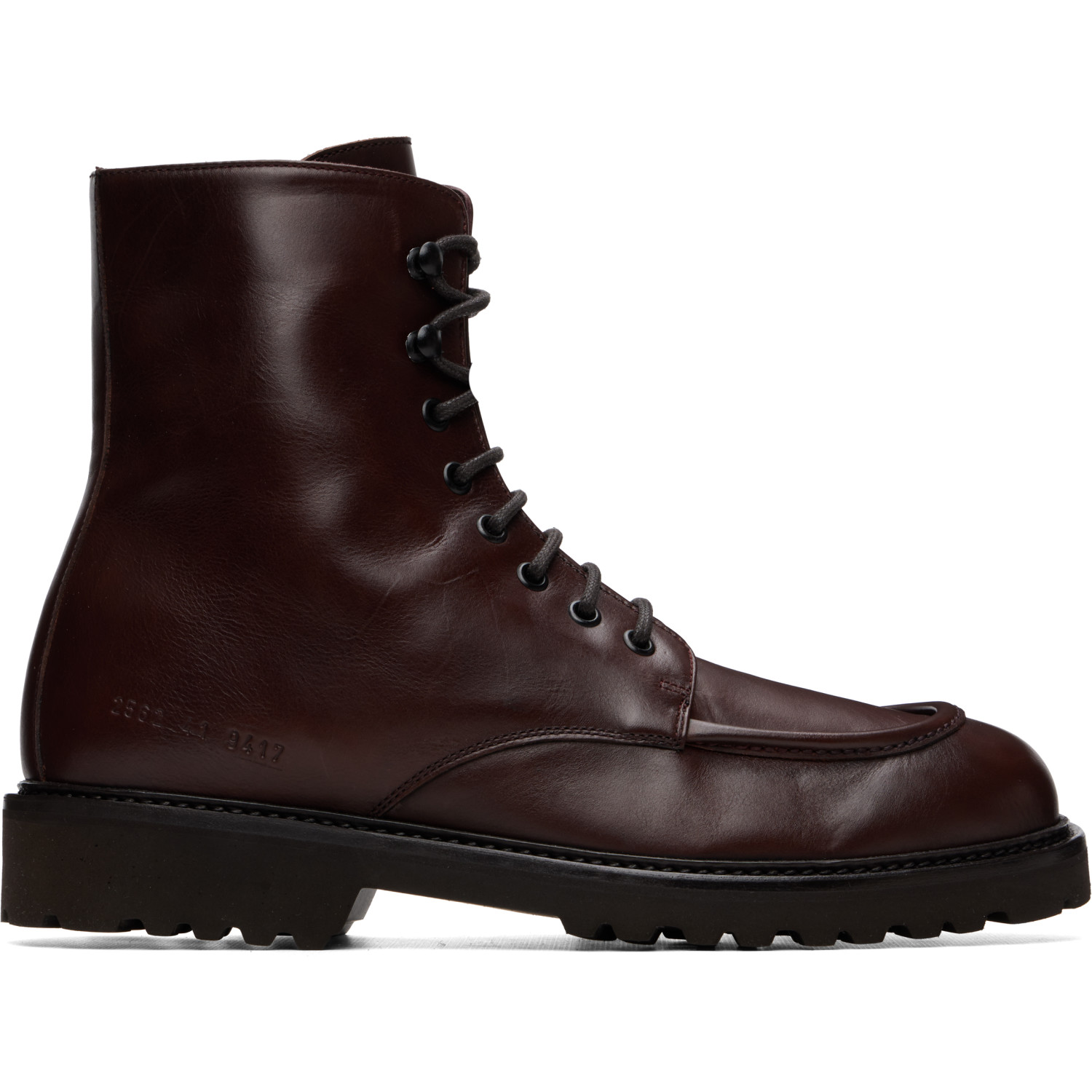 COMMON PROJECTS 버건디 버프 가죽 레이스업 부츠