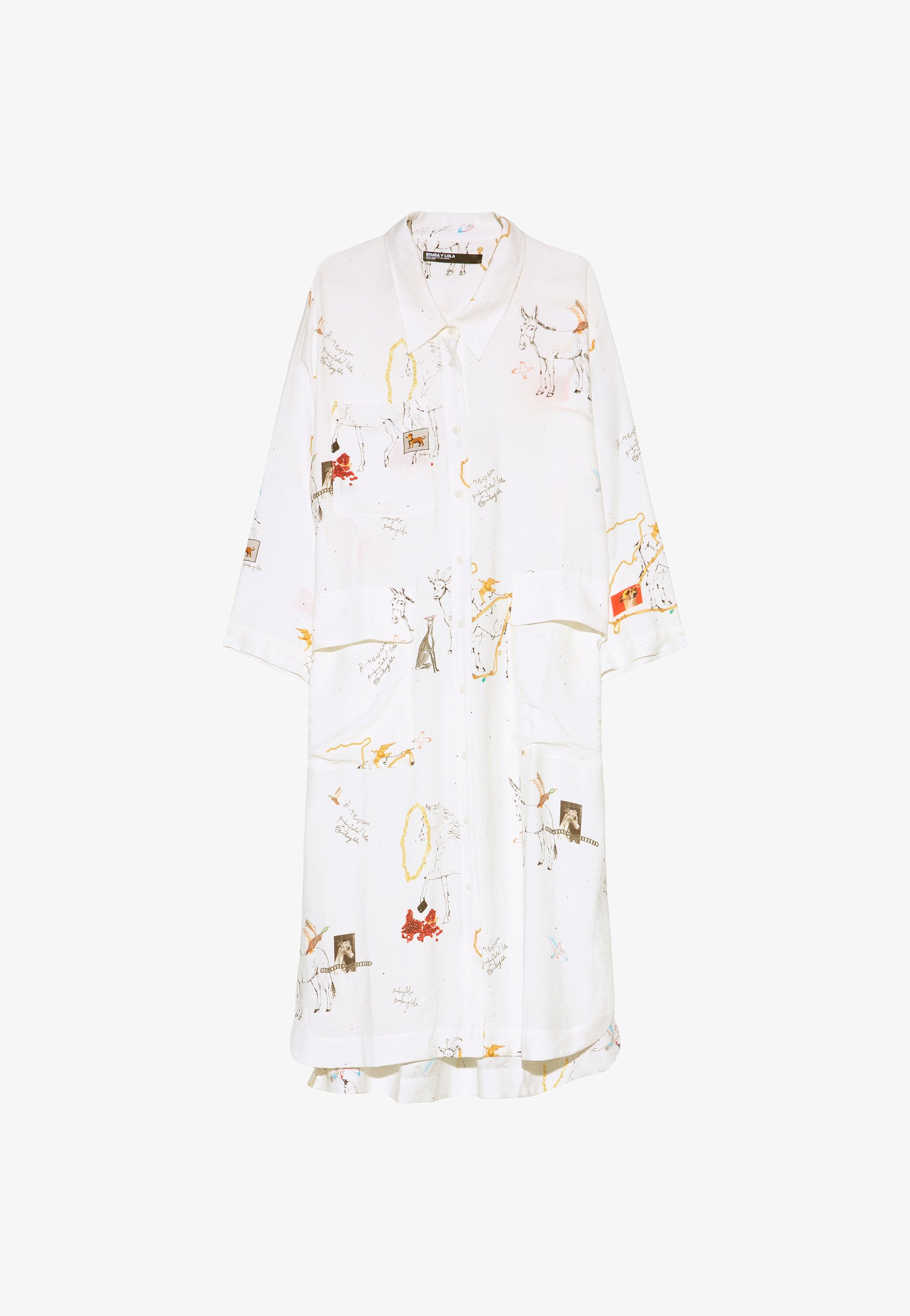 Bimba Y Lola 셔츠 원피스 콜라주 애니멀 체인