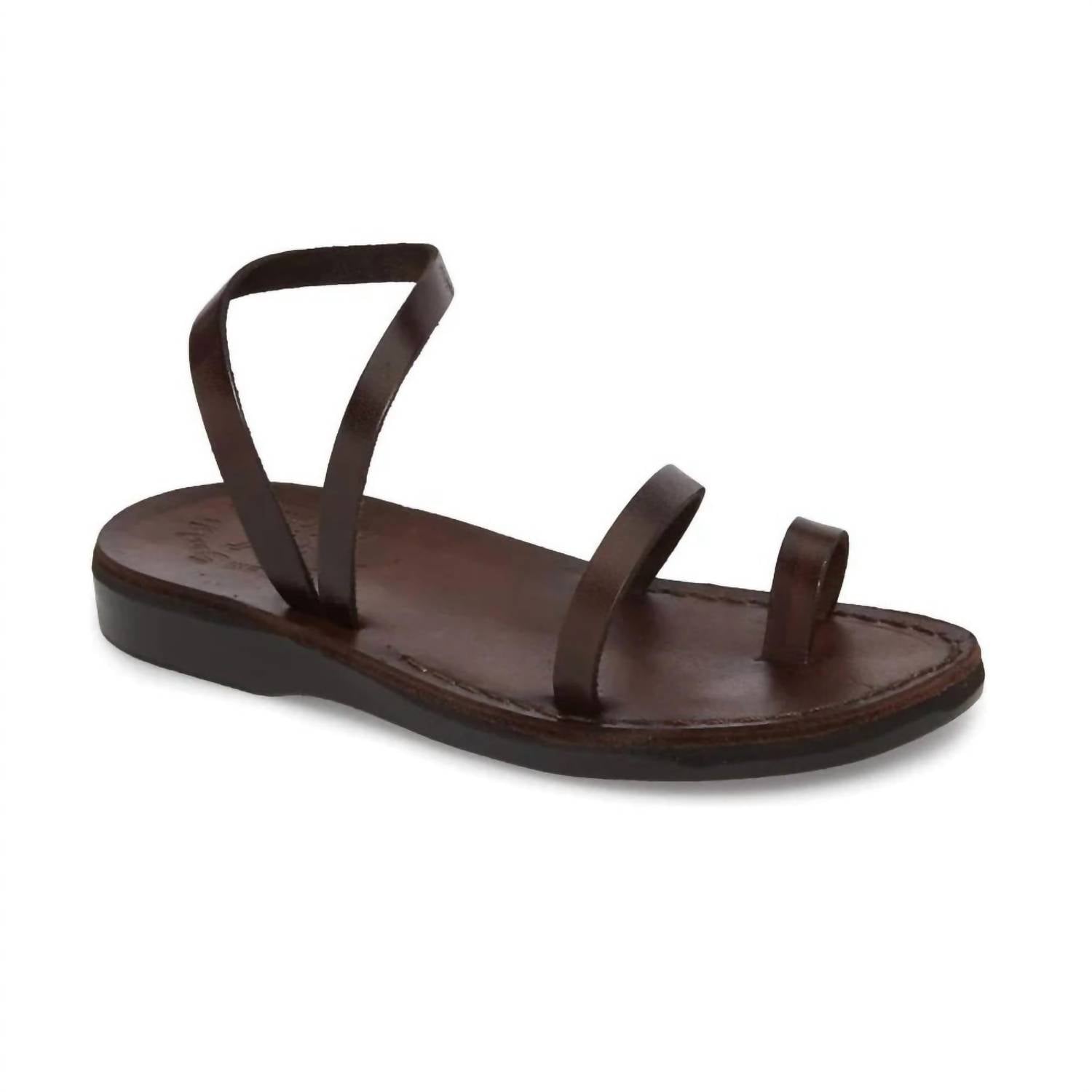 JERUSALEM SANDALS 엘라 앵클 스트랩 플랫 샌들 브라운