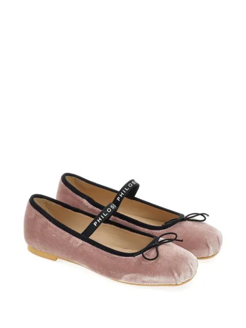 Philosophy Di Lorenzo Serafini Kids 벨벳 로고 스트랩 발레 플랫