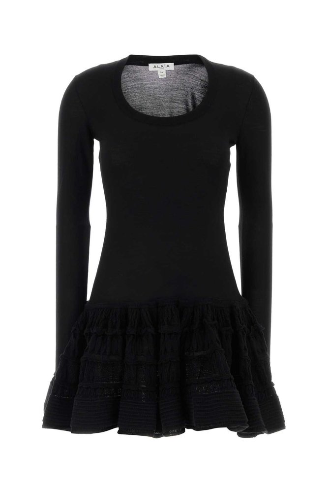 ALAIA 알라야 러플 헴 롱슬리브 드레스