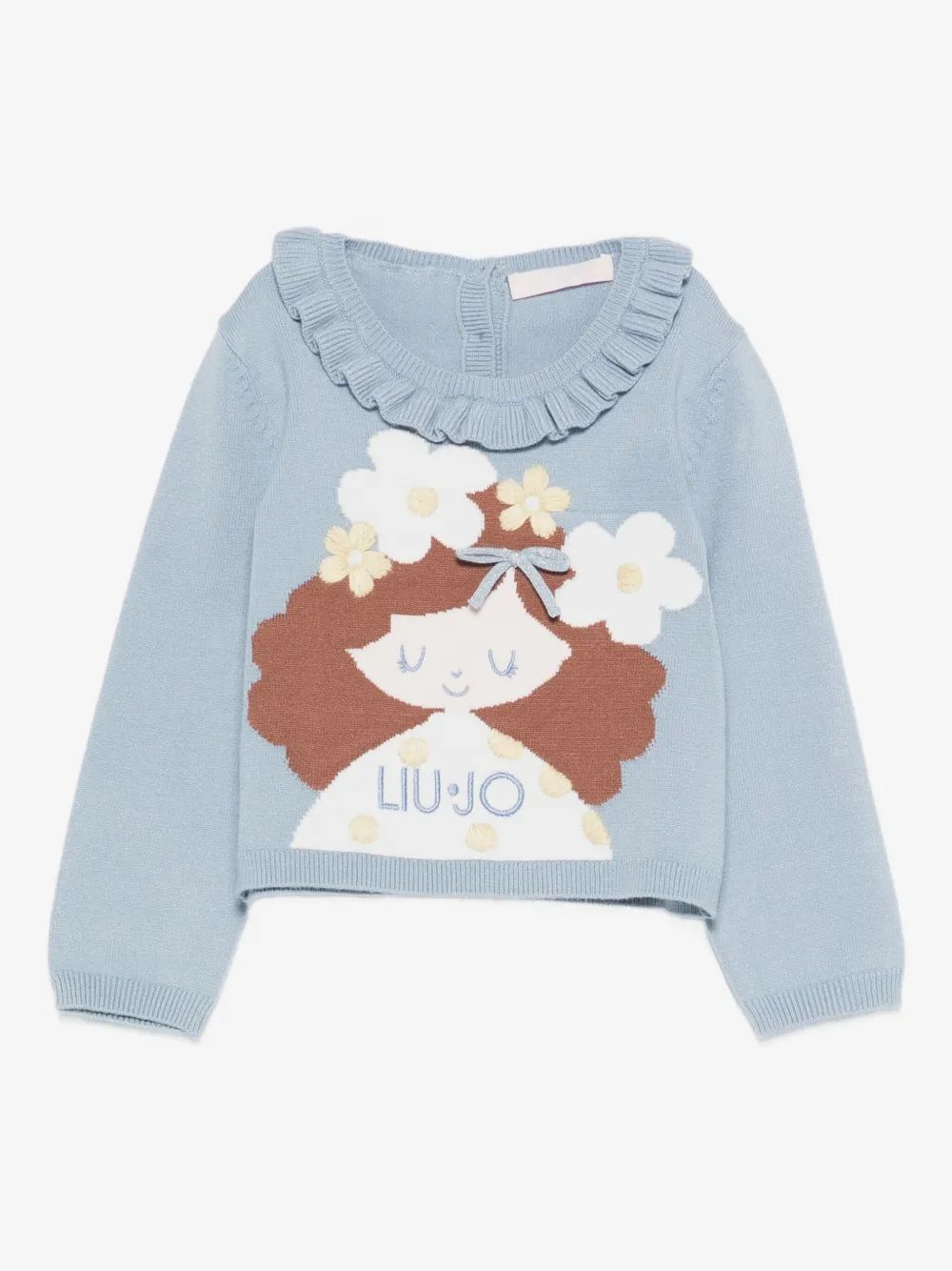 Liu Jo Kids 걸 아플리케 러플 스웨터