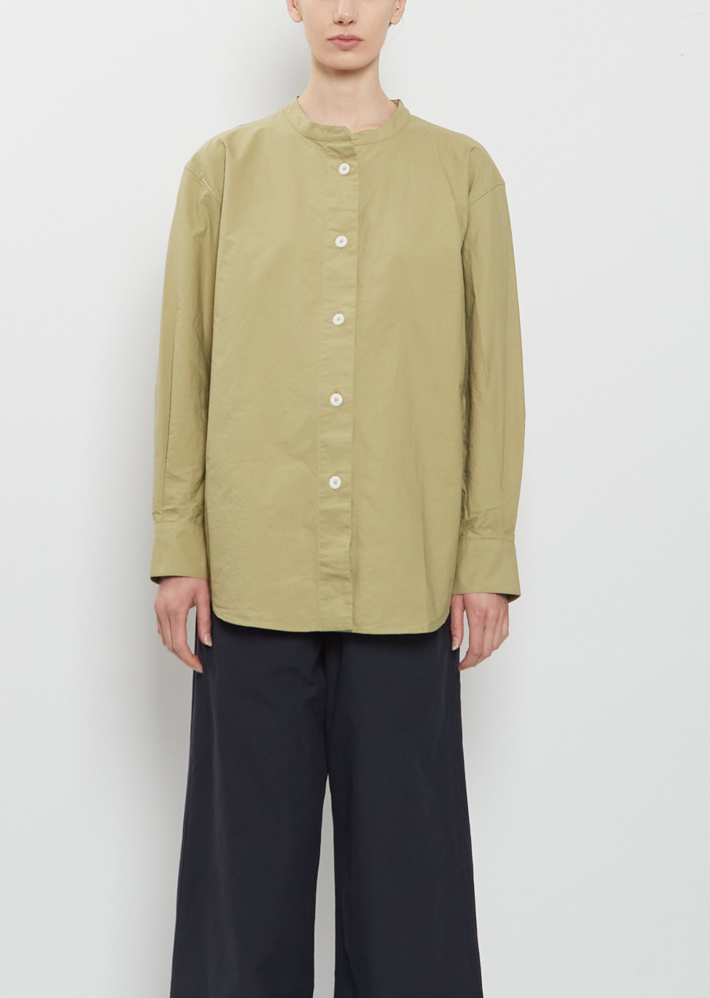 MARGARET HOWELL 롱 칼라리스 코튼 셔츠