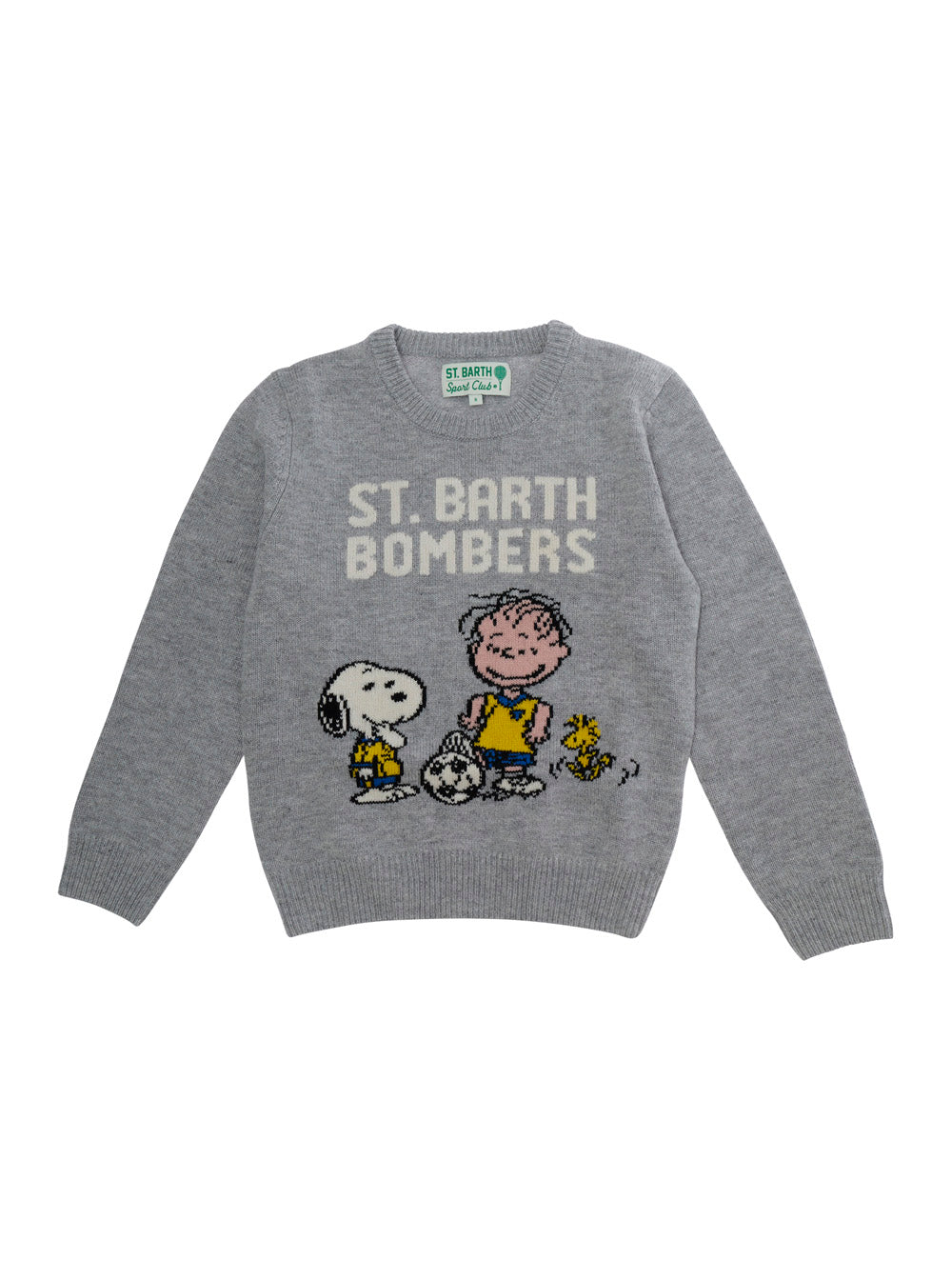 Mc2 Saint Barth kids 스누피 풋볼 모티프 미니 더글라스 크루넥 자카드 스웨터
