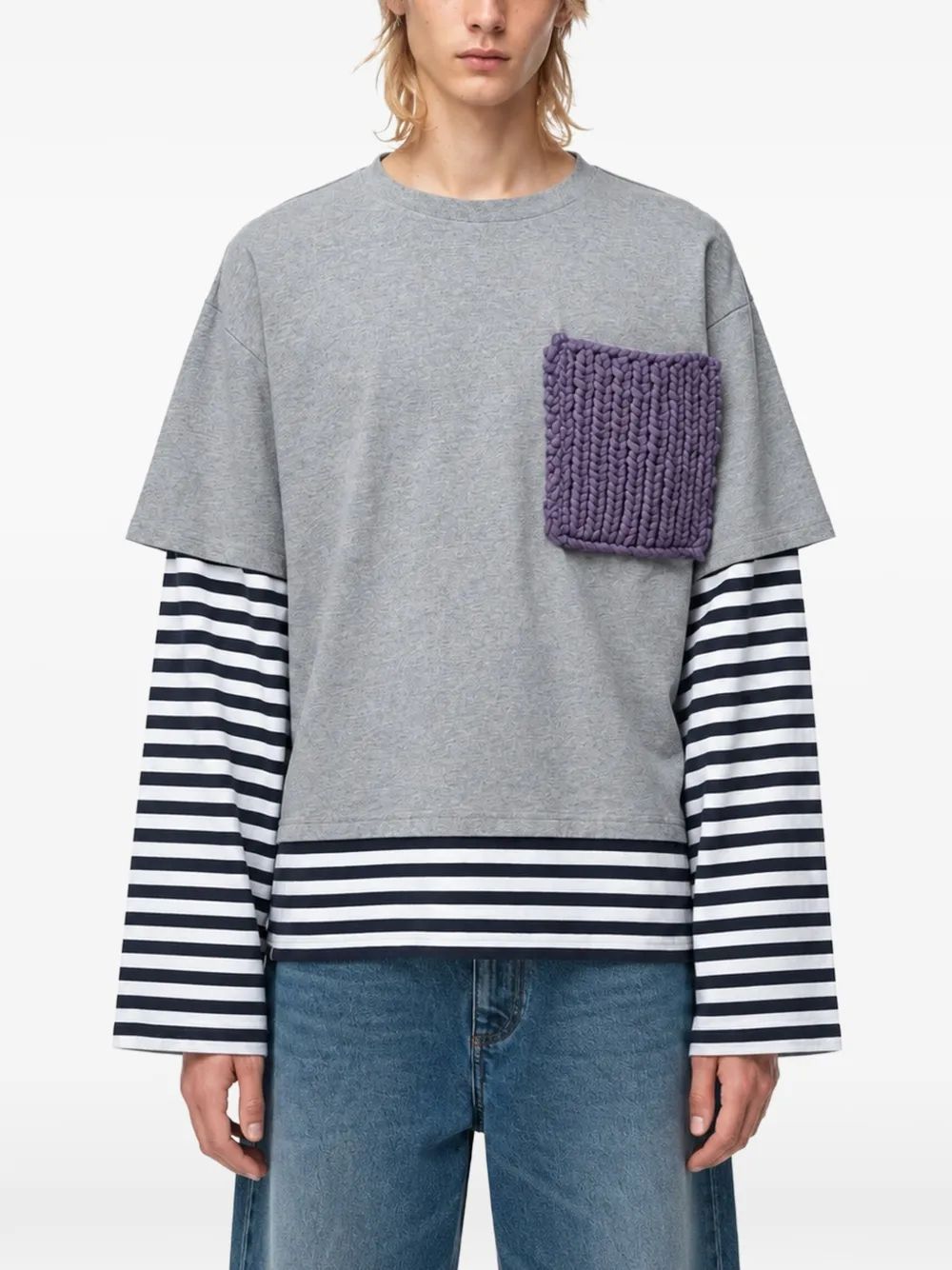 CHARLES JEFFREY LOVERBOY 레이어드 슬리브 패치 디테일 티셔츠