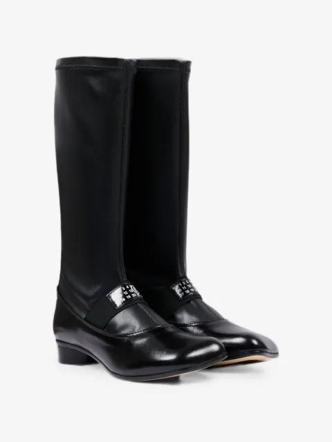 MM6 Maison Margiela Kids 로고 패치 가죽 부츠