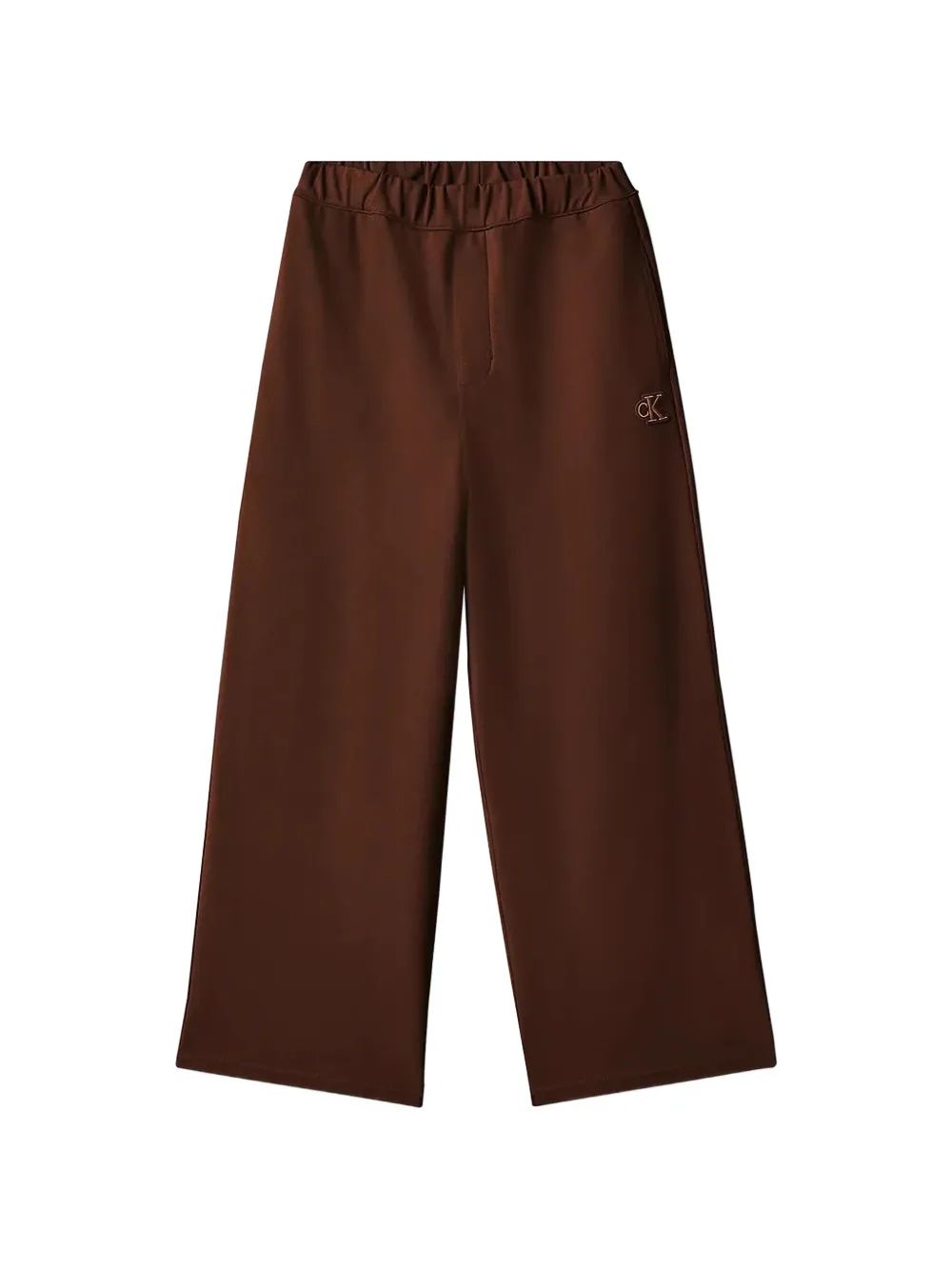 Calvin Klein Kids 로고 패치 와이드 레그 바지