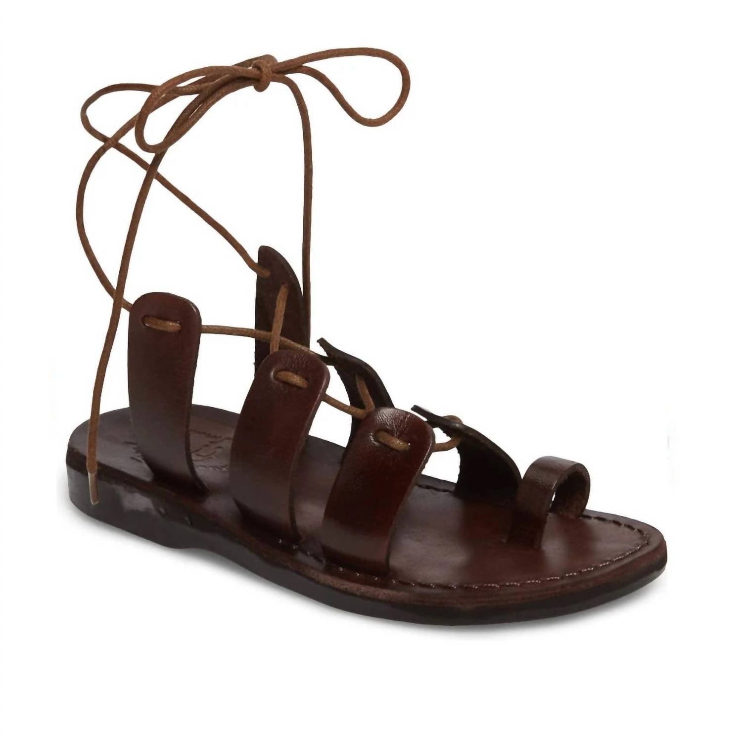 JERUSALEM SANDALS 레더 레이스업 샌들 데보라 브라운
