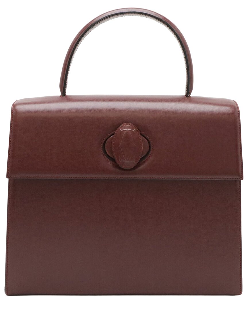 CARTIER 브라운 송아지 가죽 머스트 라인 플랩 핸드백