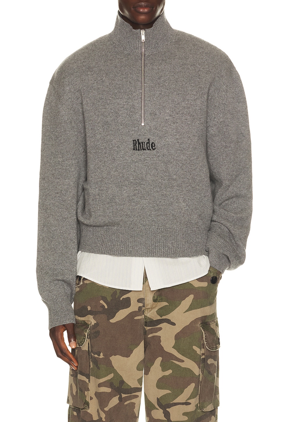 Rhude 쿼터 집업 니트 탑