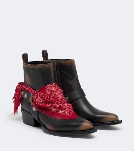 GOLDEN GOOSE 데비 가죽 카우보이 부츠