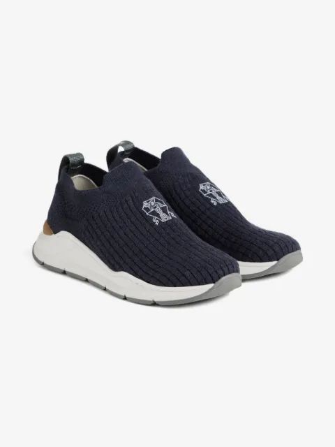 Brunello Cucinelli Kids 로고 디테일 슬립온 스니커즈