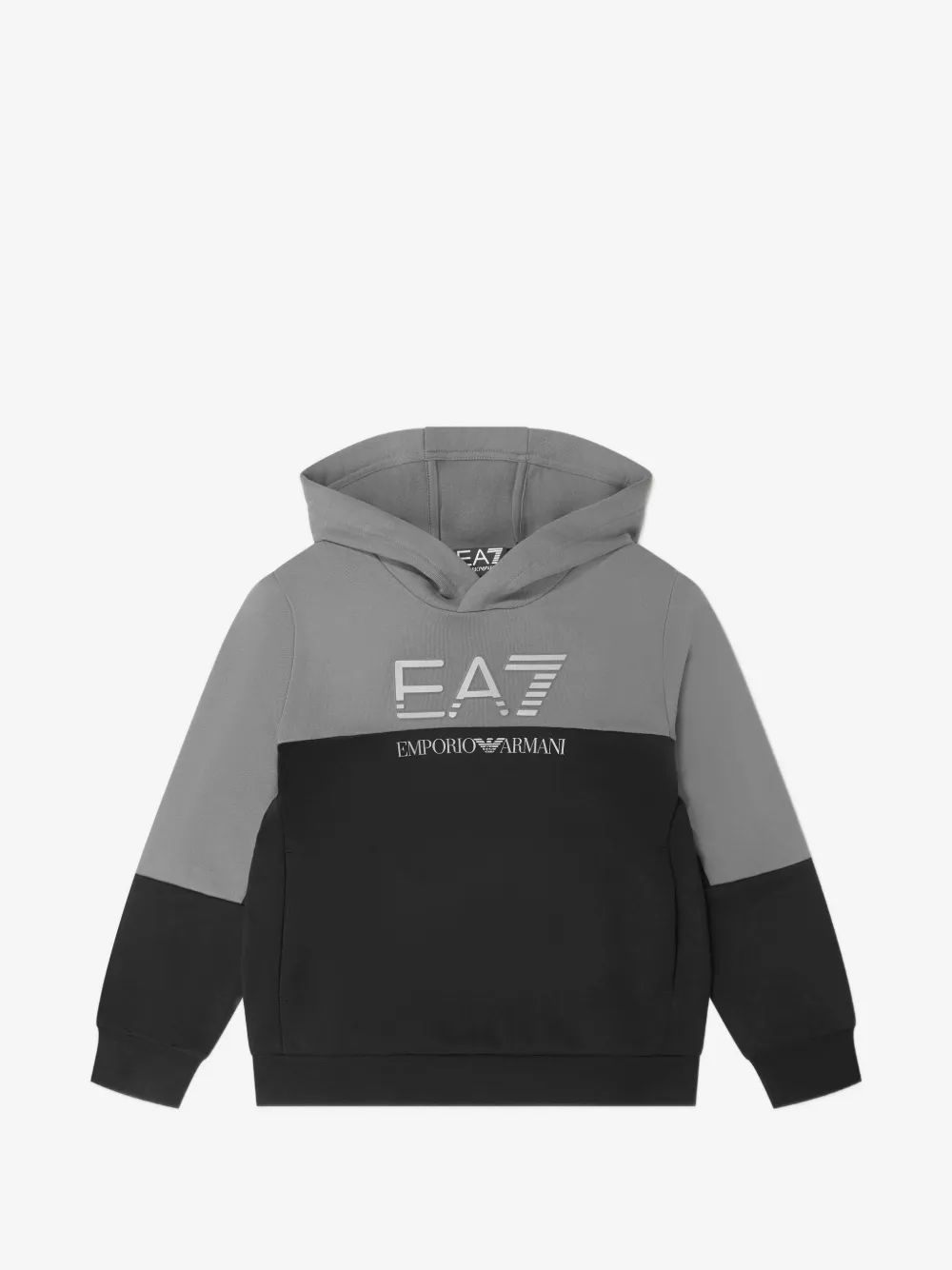 Emporio Armani Kids EA7 로고 프린트 컬러 블록 후드티