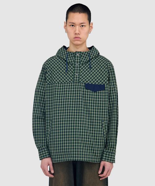 Beams Plus 체크 풀오버 아노락 자켓