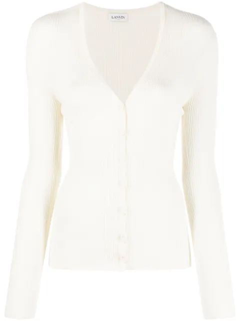 LANVIN 리브드 브이넥 가디건
