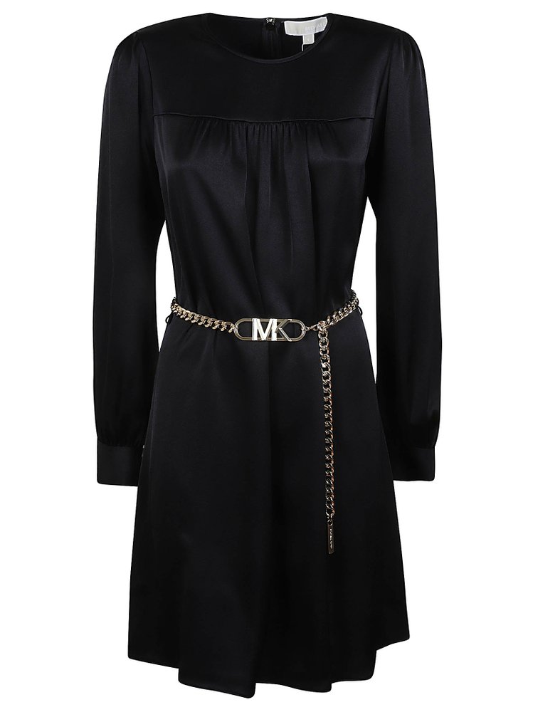 Michael Michael Kors 사틴 벨트 미니 드레스