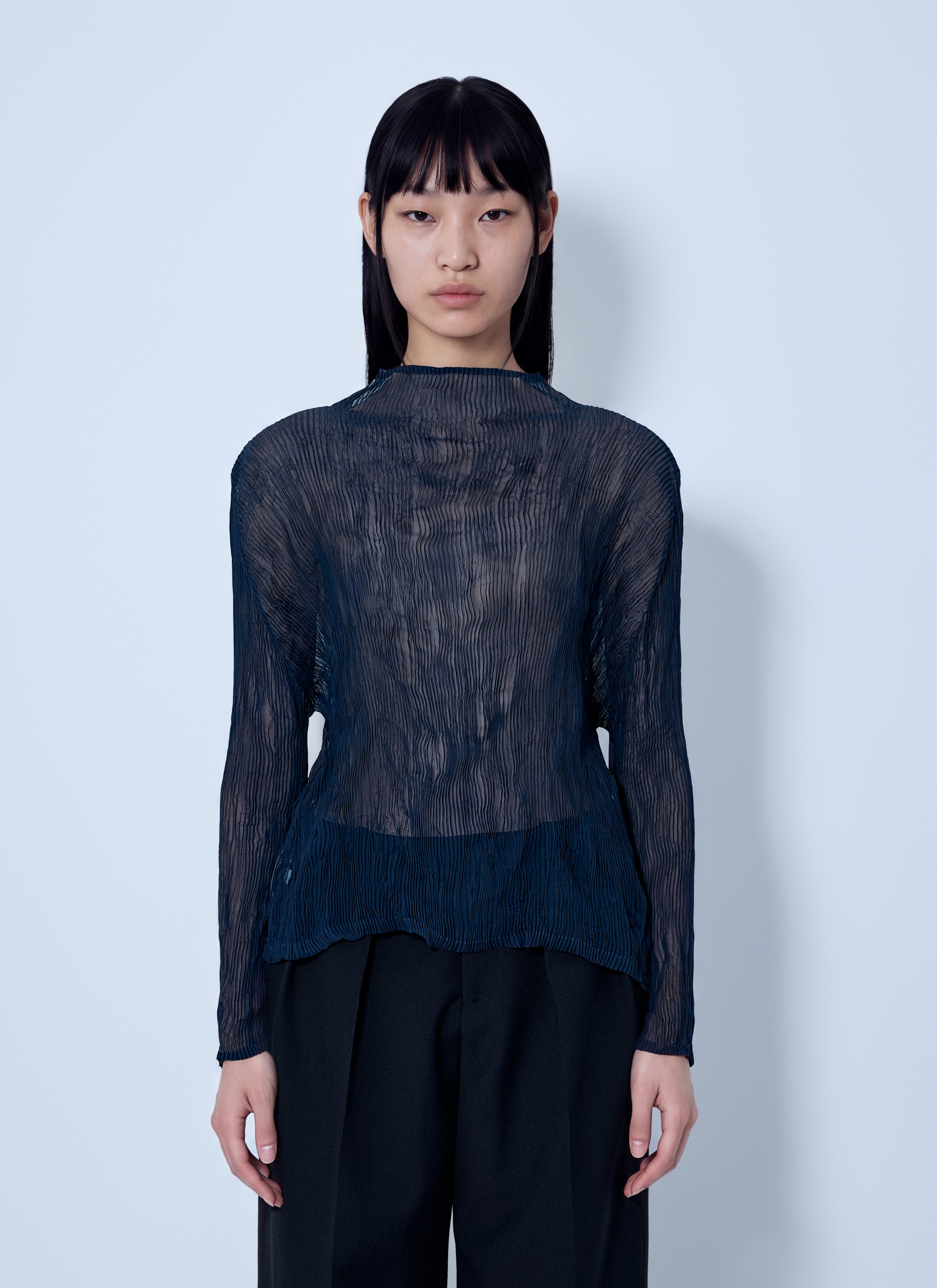 ISSEY MIYAKE 시스루 롱 슬리브 탑