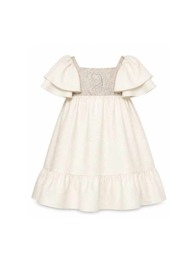 ETRO KIDS 러플 스퀘어 넥 원피스