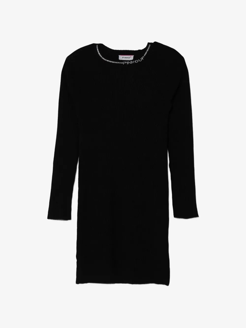 Pinko Kids 라인스톤 장식 리브 니트 미니 원피스