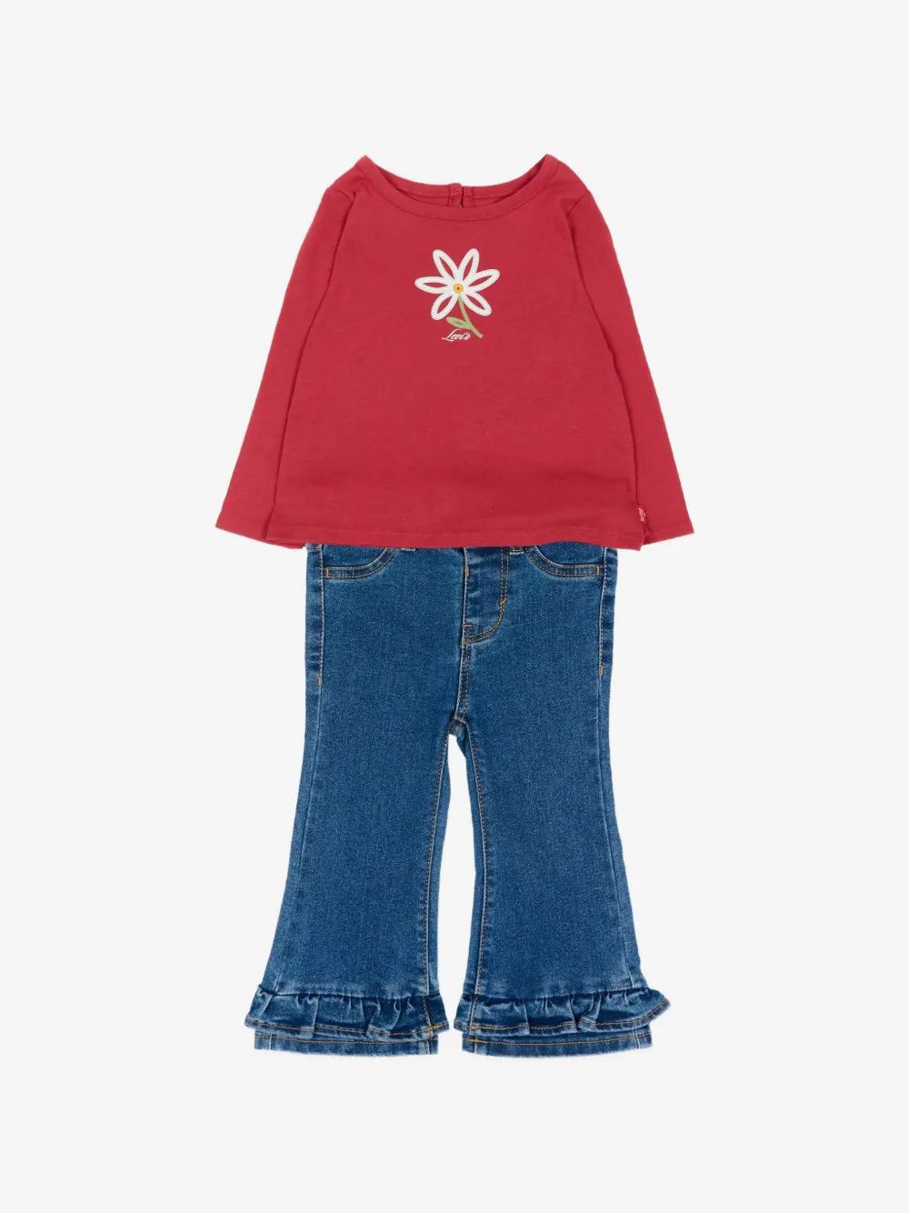 Levi's Kids 플로럴 프린트 러플 헴 트랙 팬츠