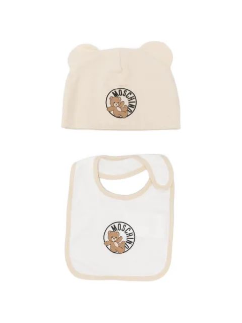 Moschino Kids 테디 베어 프린트 비니 세트