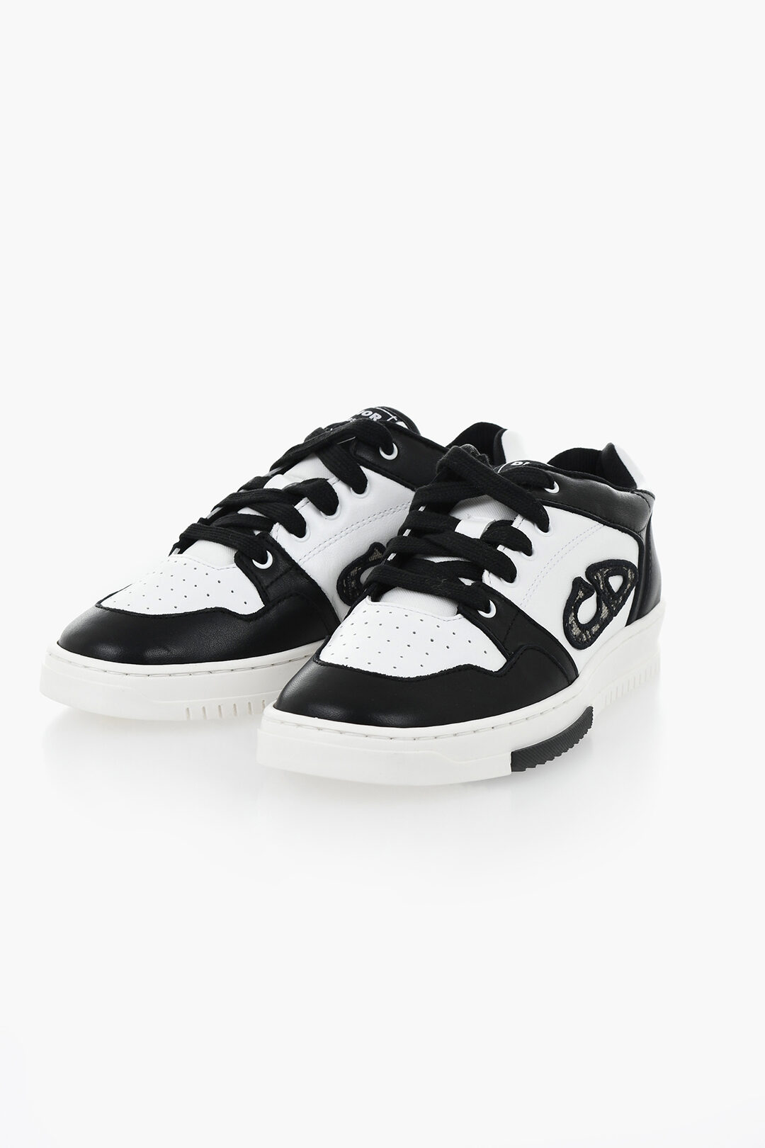 DIOR KIDS 로우탑 투톤 가죽 스니커즈 엠보스드 모노그램