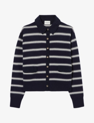 Claudie Pierlot  릴렉스 핏 스트라이프 울 혼합 가디건