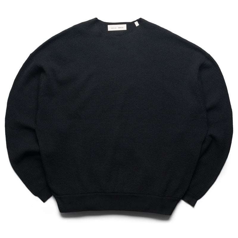 FEAR OF GOD 피어 오브 갓 에센셜스 와플 크루넥 90s 스웨터 빈티지 블랙