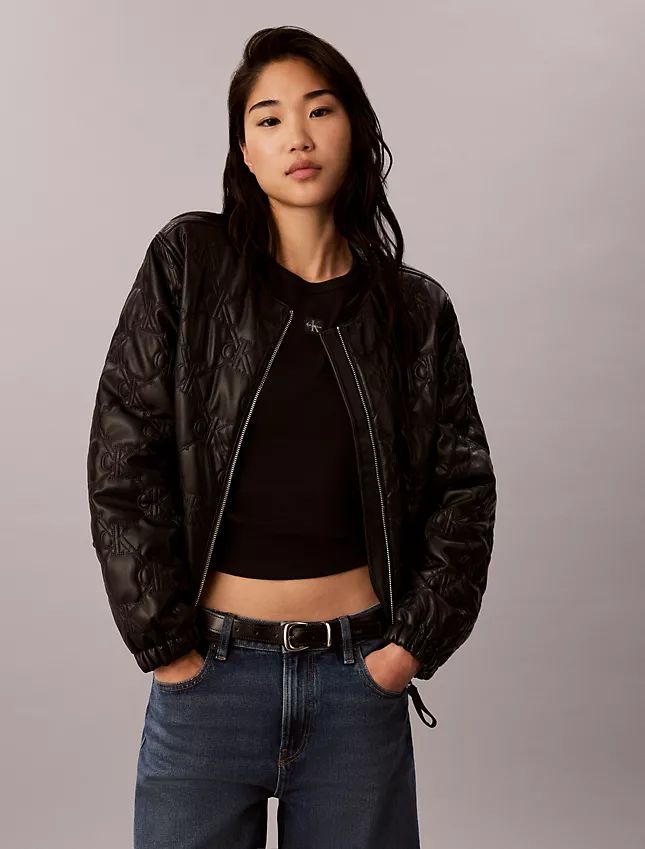 CALVIN KLEIN 퍼 가죽 패딩 자켓