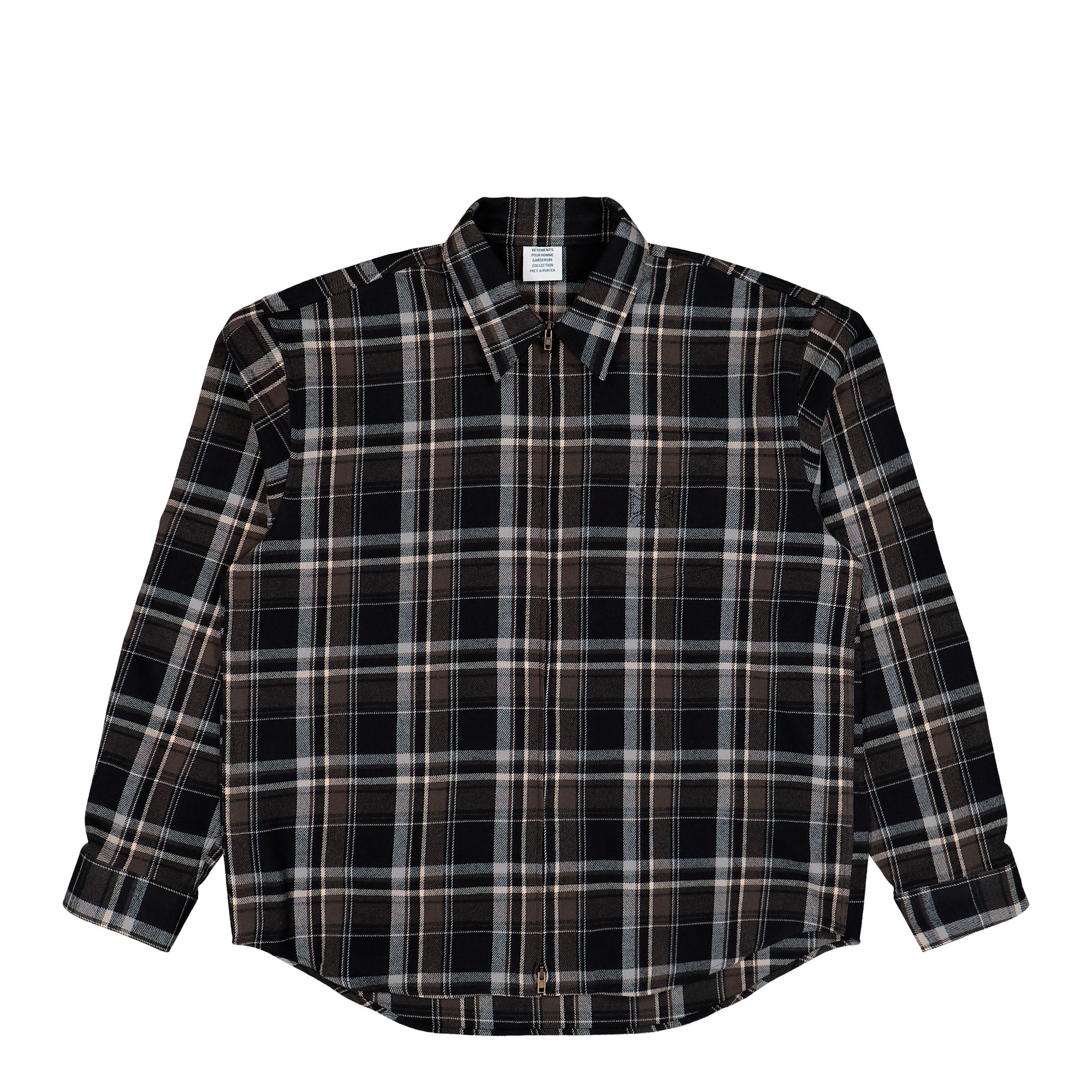 VETEMENTS 집업 바이커 크로스 로고 플란넬 셔츠