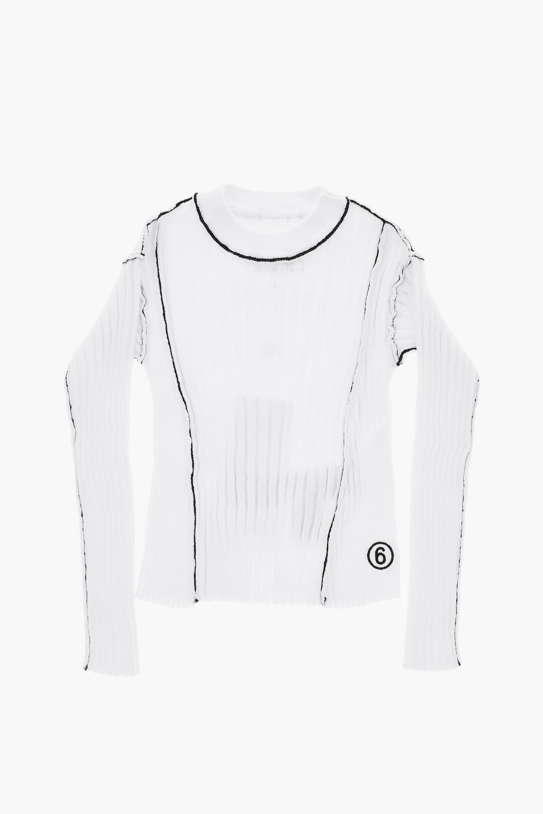 MM6 Maison Margiela Kids MM6 리브드 크루넥 스웨터 콘트라스팅 트림