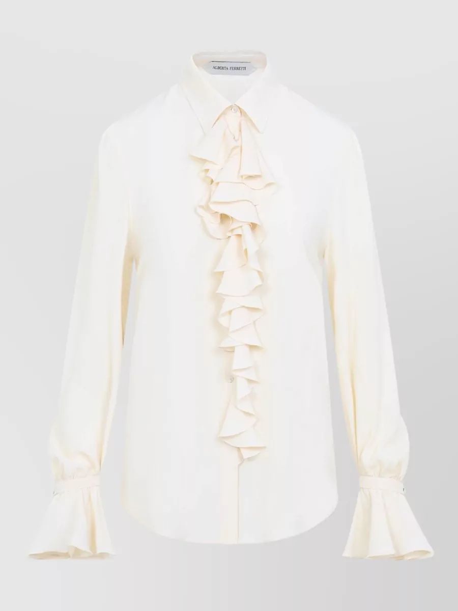 ALBERTA FERRETTI 실크 러플 셔츠