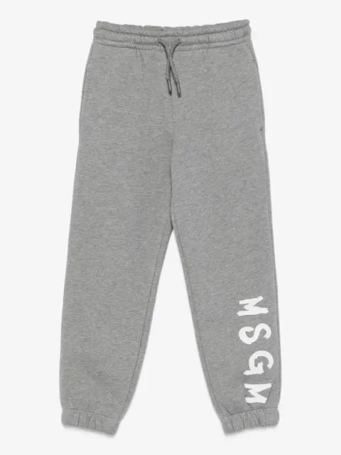 MSGM Kids 로고 프린트 드로스트링 트랙 팬츠