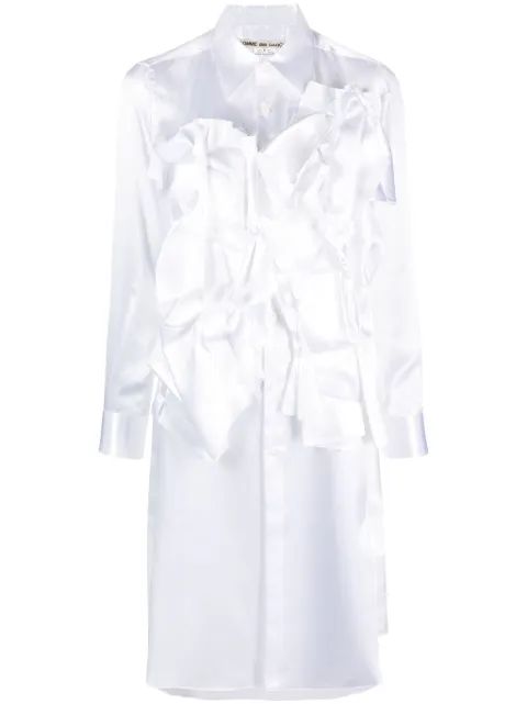 COMME DES GARCONS 러플 새틴 셔츠 원피스