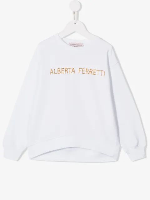 Alberta Ferretti Kids 엠벨리시드 로고 스웻셔츠