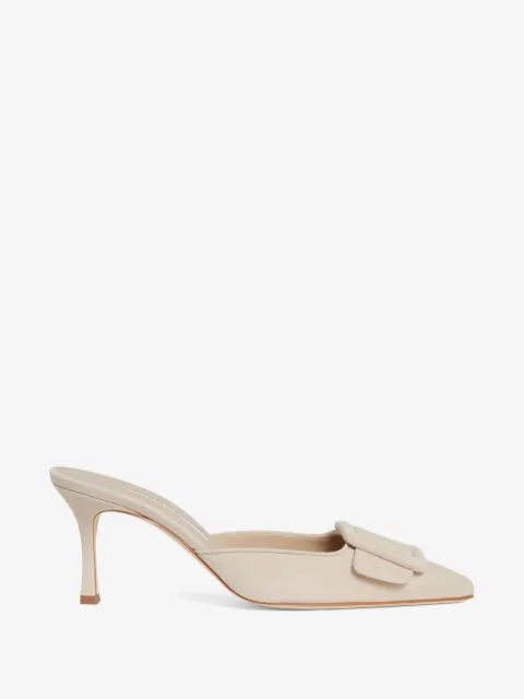 Manolo Blahnik 버클 디테일 스웨이드 뮬