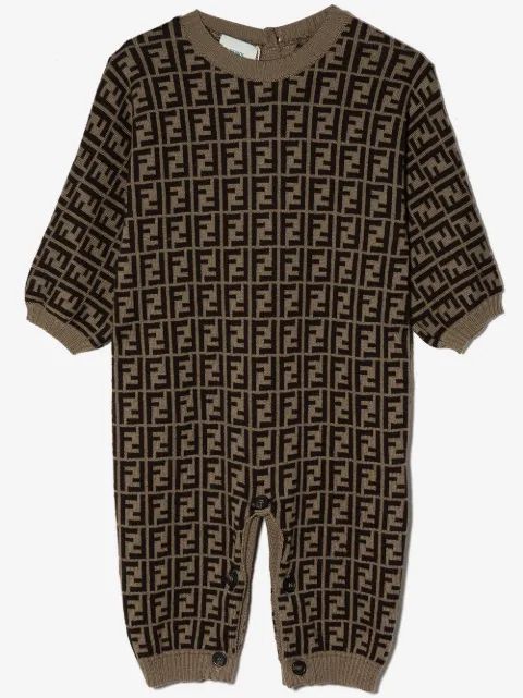 Fendi Kids FF 인타르시아 니트 롬퍼