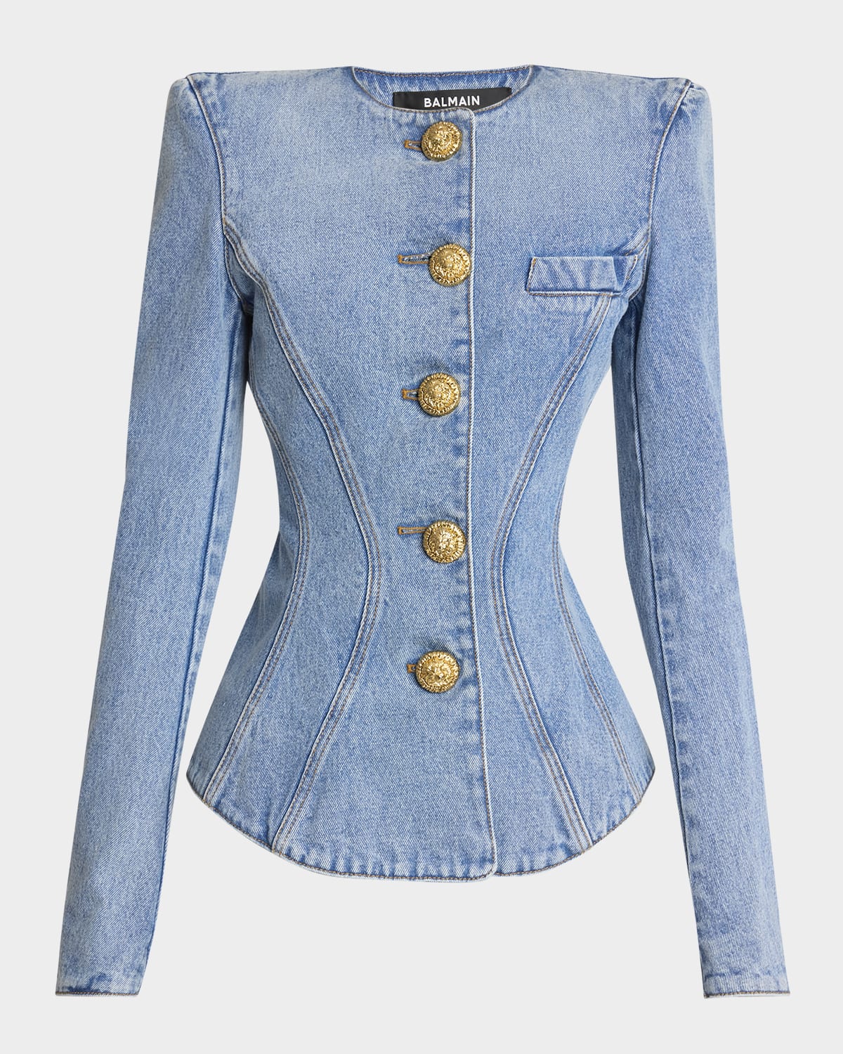 BALMAIN 버튼 데님 자켓