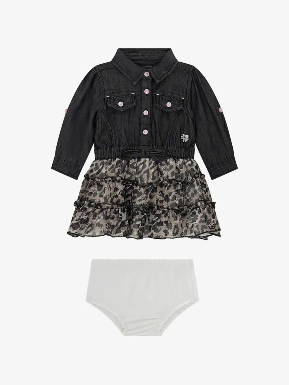 guess kids 애니멀 프린트 티어드 드레스
