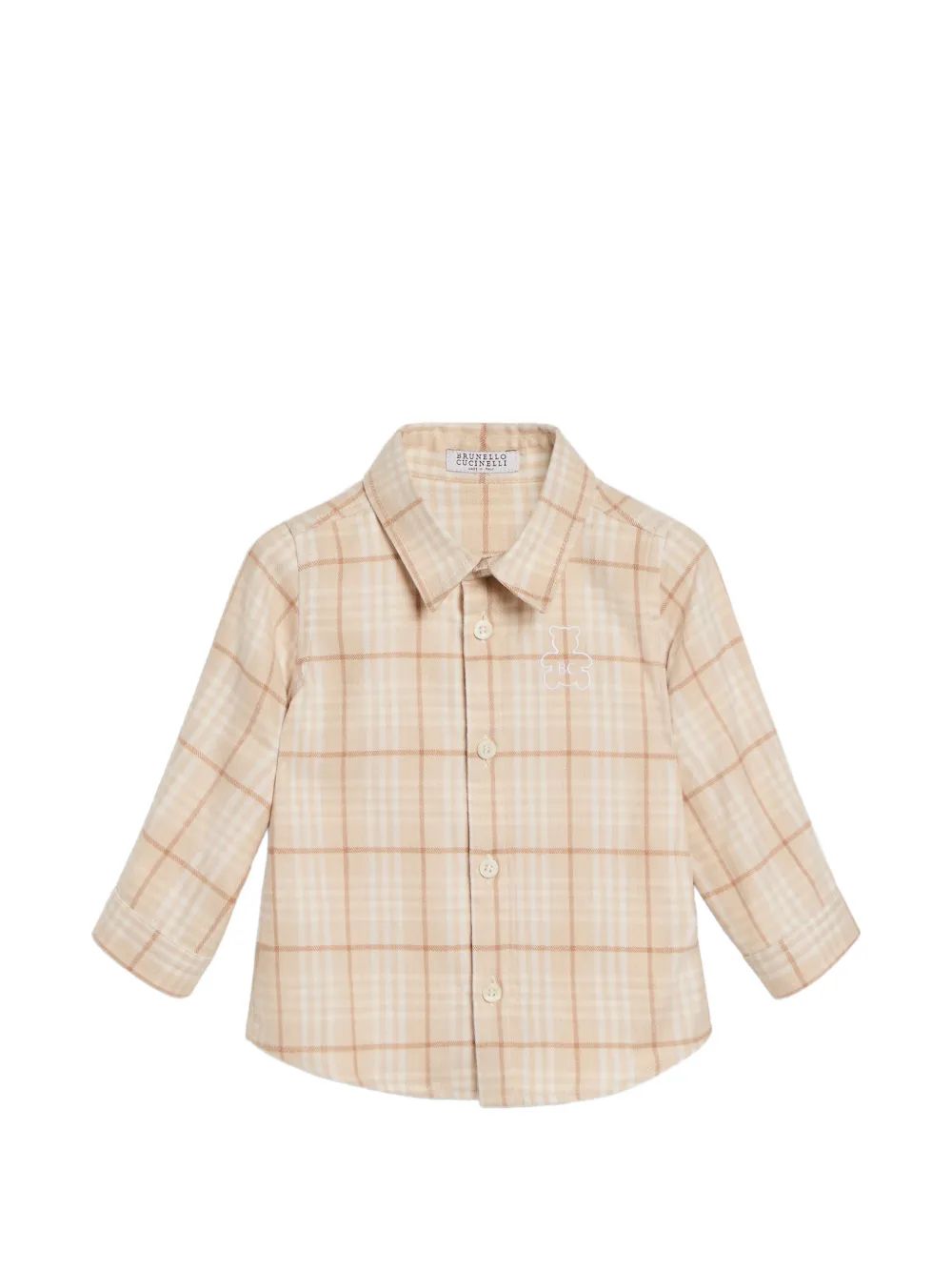 Brunello Cucinelli Kids 버니 타탄 플란넬 셔츠
