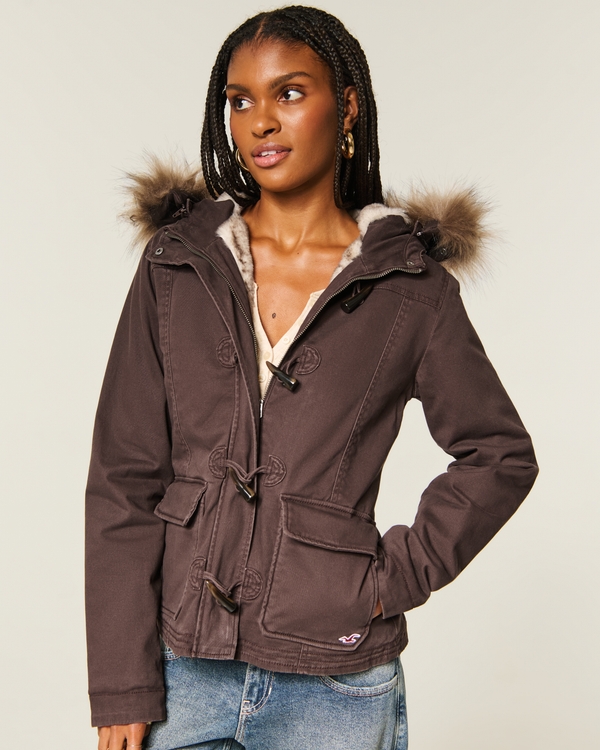 Hollister 퍼 후드 토글 자켓