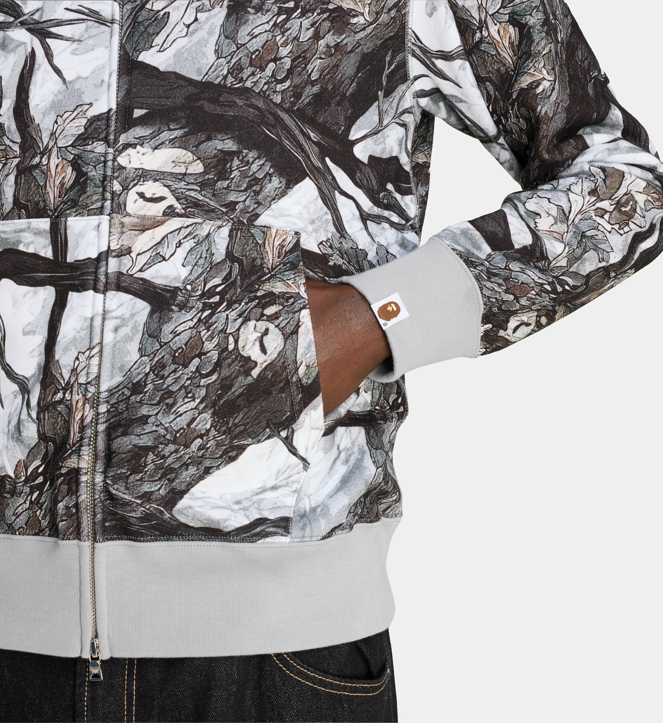 Bape 셔츠 후드 집업 상어 면 인쇄